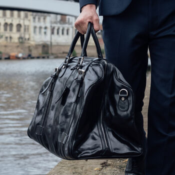 Personalised Leather Large Travel Bag 'Flero Large', 10 of 12