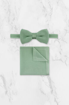 Wedding Handmade Polyester Knitted Tie In Sage Green, 6 of 8