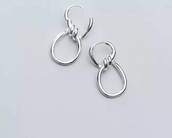 Sterling Silver Twisted Knot Earrings, 2 of 5