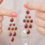 Garnet Cabochon Gold Plated Silver Chandelier Earrings, thumbnail 6 of 9