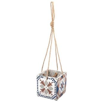 Portuguese Style Pattern Hanging Plant Pot, 3 of 3