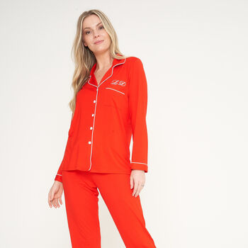 Personalised Super Soft Red Long Jersey Pyjamas, 3 of 10