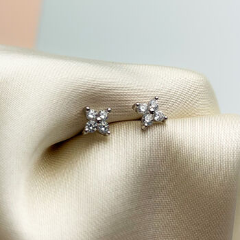 Sterling Silver Tiny Crystal Stud Earrings, 5 of 8