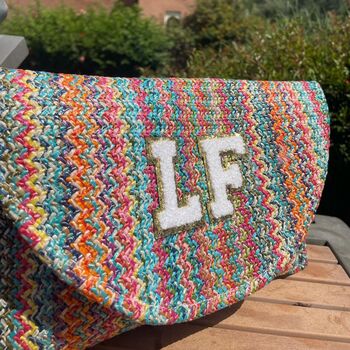 Personalised Chevron Ibiza Stripe Zig Zag Pouch Clutch Bag, 4 of 5