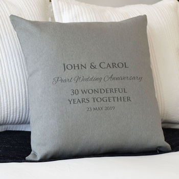 Personalised Pearl Wedding Anniversary Cushion, 3 of 4