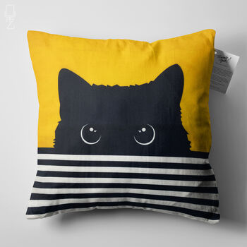 Cushion Cover With Hidden Black Cat On The Yellow, 5 of 7