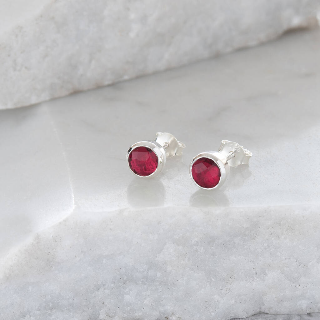 Birthstone Stud Earrings October: Pink And Silver, 1 of 4