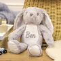Personalised Grey Bunny Soft Toy For Baby, thumbnail 2 of 10