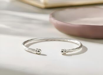 Sterling Silver Twisted Torque Bangle – Open Cuff, 2 of 3