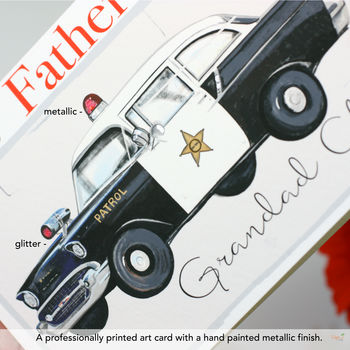 Vintage Police Car Father's Day Card, 3 of 5