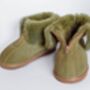 Genuine Sheepskin Slippers With Zipper Olive, thumbnail 1 of 6