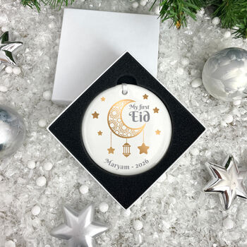 Personalised My First Eid Ceramic Decoration + Gift Box, 3 of 4