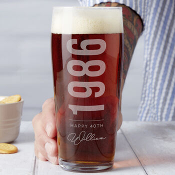 Personalised 40th Birth Year And Name Beer Glass, 3 of 8