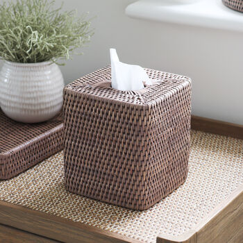 Marbury Taupe Square Rattan Tissue Box, 2 of 4