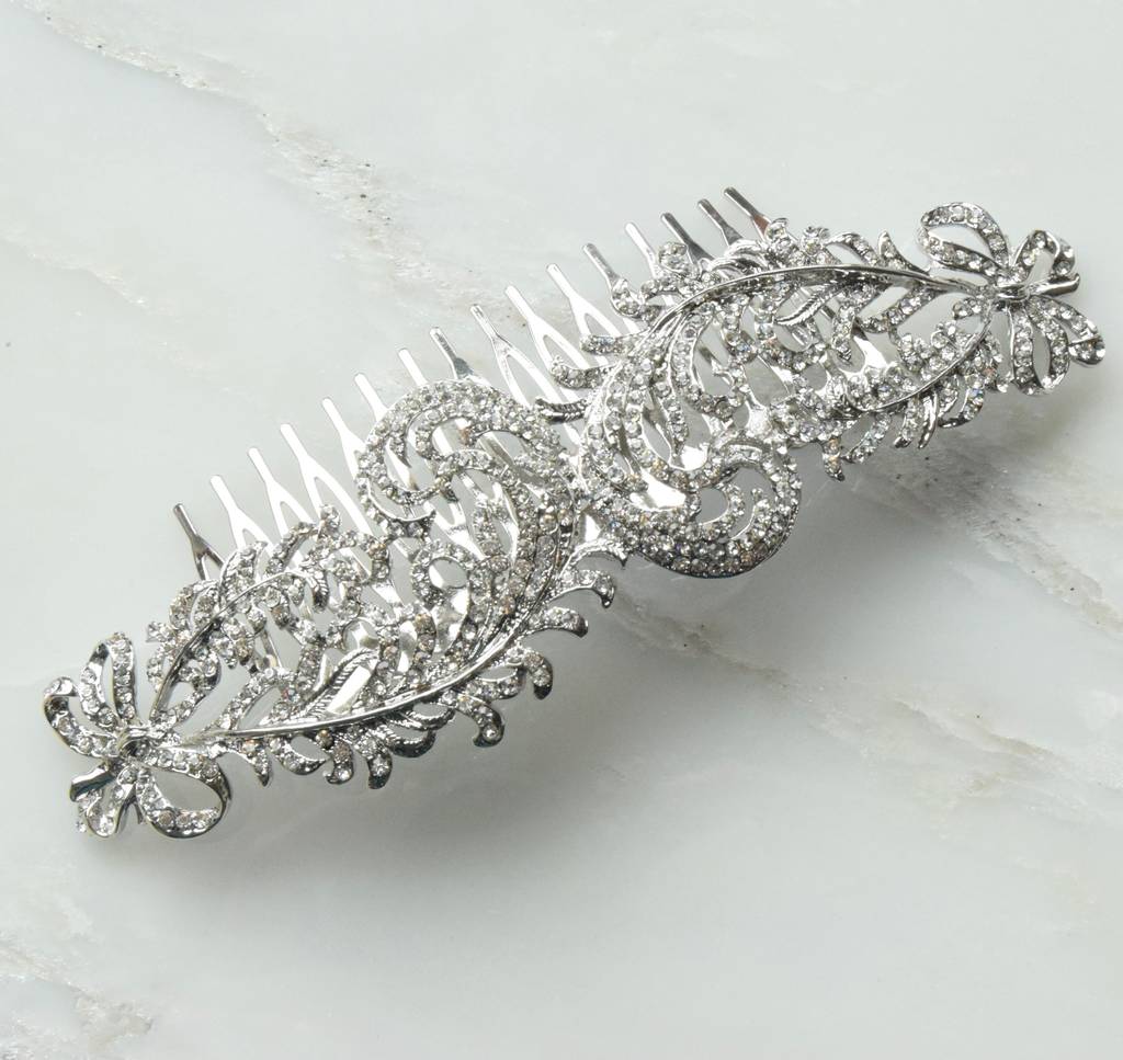 edwina oversized bridal silver hair comb by yatris | notonthehighstreet.com