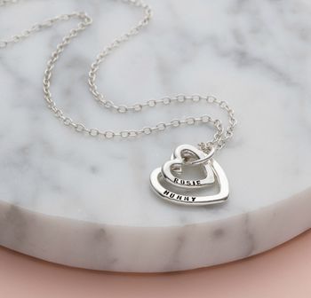 Personalised Mummy And Baby Heart Necklace, 3 of 12