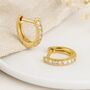Gold Plated Recycled Sterling Silver Cz Huggie Hoop Earrings – 12mm, thumbnail 1 of 6