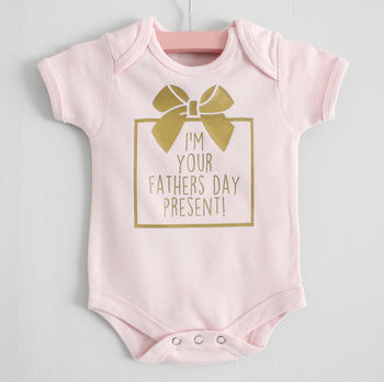 'I'm Your Father's Day Present' Baby Grow, 3 of 8