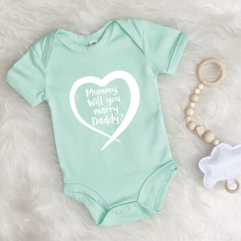 Personalised Proposal In A Heart Babygrow, 5 of 9
