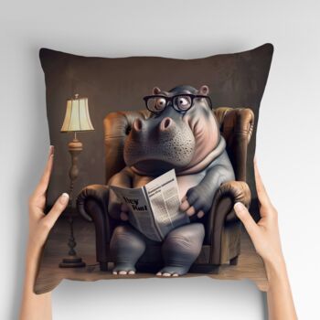 Studious Hippo Hand Made Poly Linen Cushions, 2 of 7