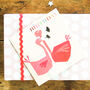 Happy Birthday Frilly Flamingos Greetings Card, thumbnail 1 of 5