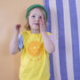 Sunshine Yellow Colour Block Organic Kid's T Shirt, thumbnail 1 of 6