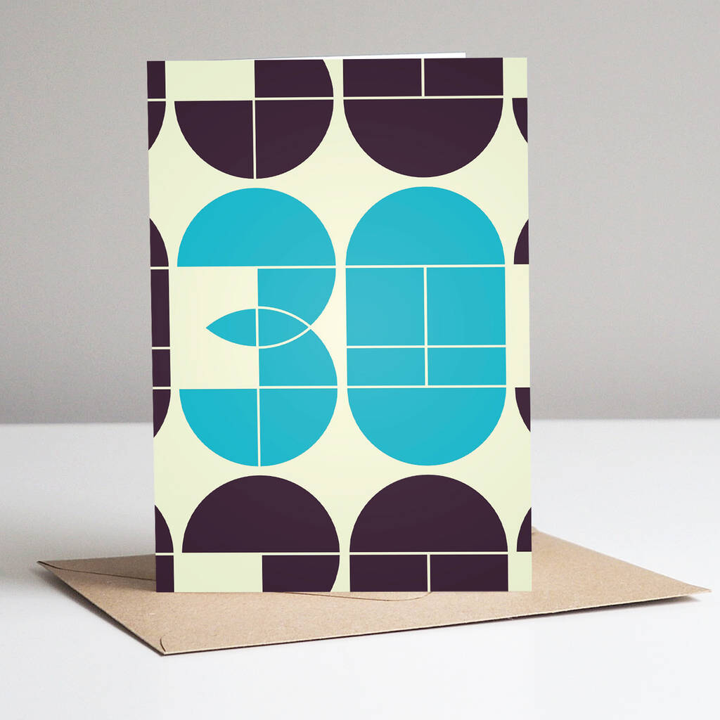 Image of 30th Birthday Anniversary Card. Eco Friendly