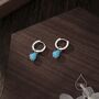 Sterling Silver Blue Turquoise Droplet Hoop Earrings, thumbnail 3 of 9