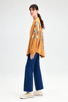 Cinnamon Embroidered Linen Kimono Jacket, 3 of 7