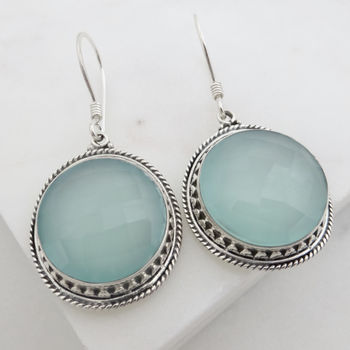 Large Faceted Chalcedony Earrings, 2 of 5