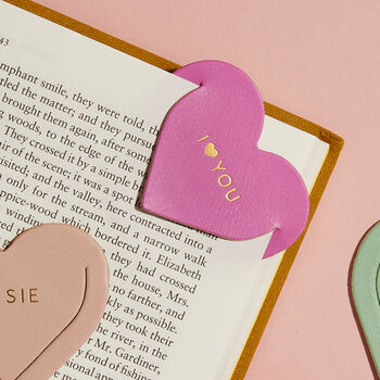 Personalised Leather Heart Bookmark, 4 of 6