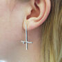 Inverted Cross Sterling Silver Earrings, thumbnail 2 of 3