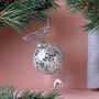 G Decor Silver Confetti Hand Finished Glass Candy Ornament Luxe Sparkle Christmas Tree Decoration, thumbnail 1 of 5
