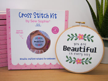 'You Are Beautiful' Cross Stitch Kit, 2 of 6
