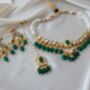 Amala Gold Plated Emerald Green Kundan Jewellery Set, thumbnail 4 of 5