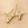 Crystal Lightning Bolt Stud Earrings In Gold Plating, thumbnail 2 of 6