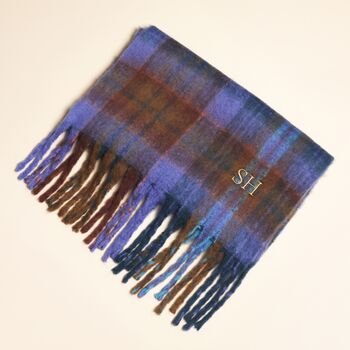 Personalised Blue And Brown Winter Scarf, 2 of 3