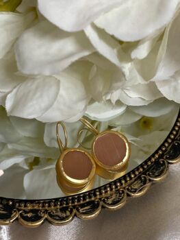 Peach Gold Plated Dangle Earrings, 2 of 2