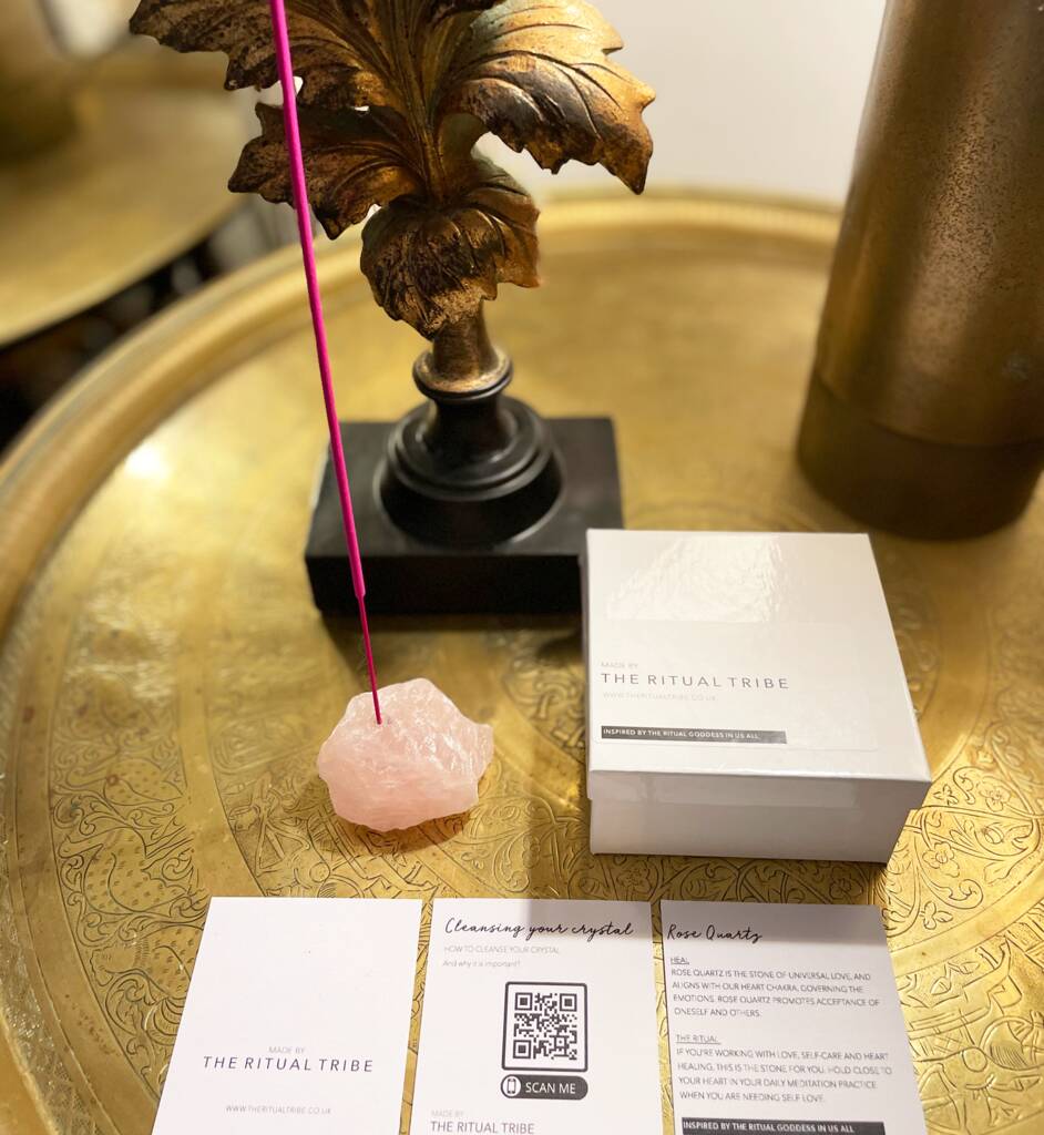 Rose Quartz Crystal Incense Holder Gift Boxed, 1 of 8