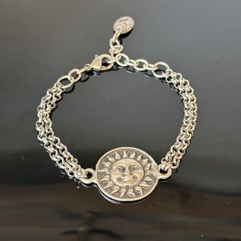 Sun Charm Silver Adjustable Chain Bracelet, 4 of 5