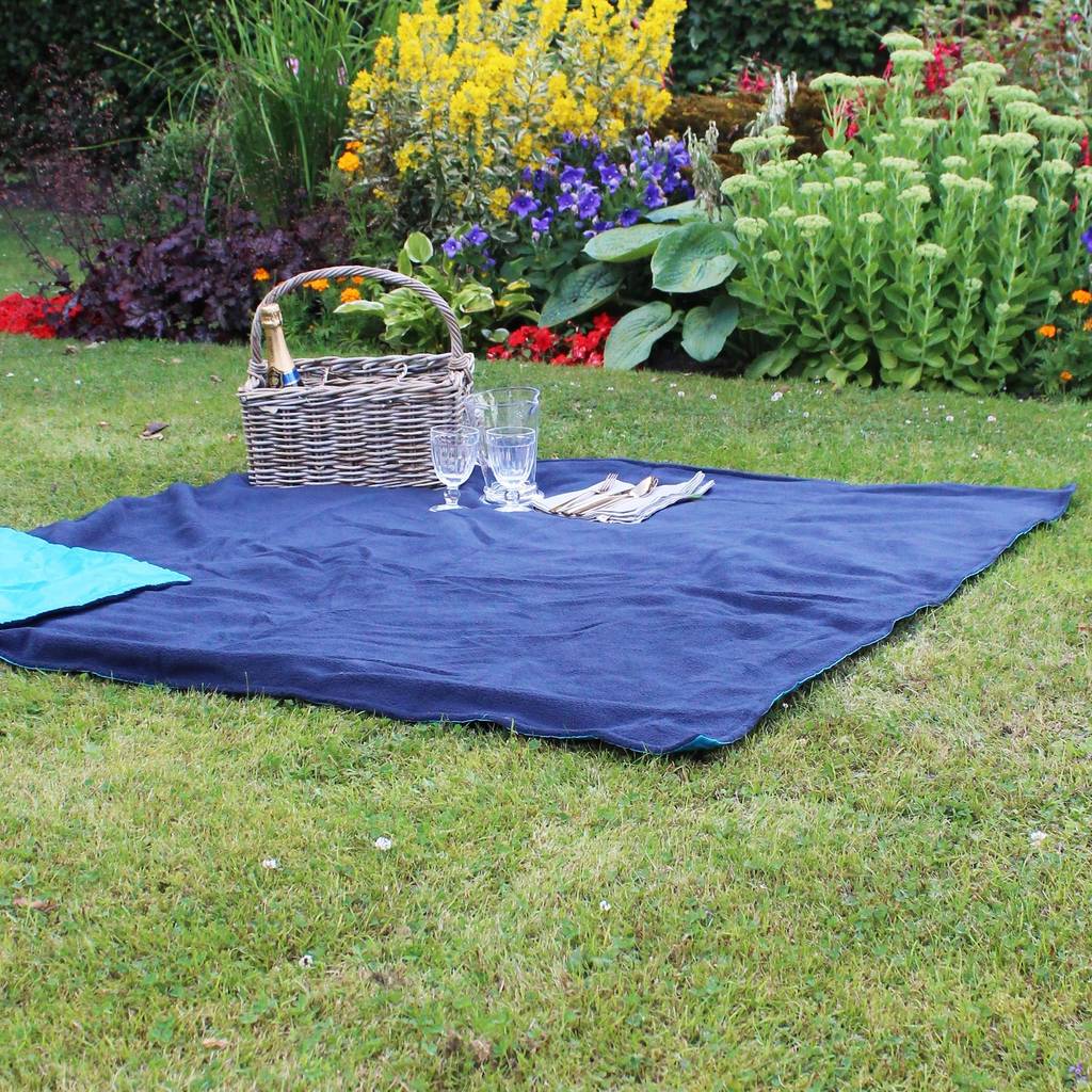 turquoise and navy blue picnic blanket by marquis & dawe