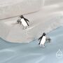 Enamel Penguin Stud Earrings In Sterling Silver, thumbnail 4 of 11