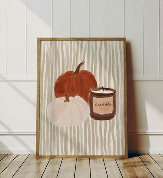 Candles And Pumpkins Autumn Print, 2 of 3