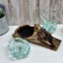 Molten Glass Mini Vase And Tealight Set On Teak Root Base, thumbnail 10 of 12