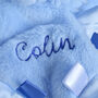 Personalised Blue Bunny Comforter For Baby, thumbnail 3 of 6