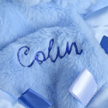 Personalised Blue Bunny Comforter For Baby, 3 of 6
