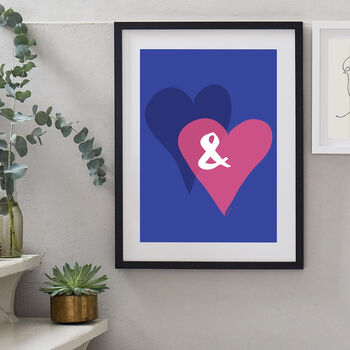 Personalised Entwined Hearts Ampersand Print, 2 of 6