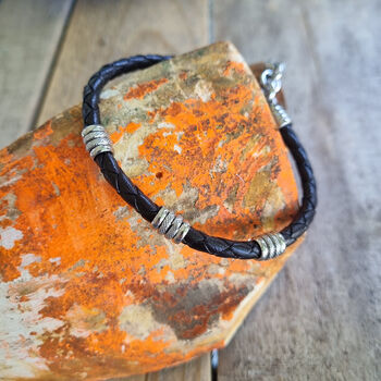 Men’s Italian Banded Leather Bracelet, 3 of 8