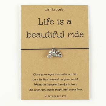 Life Is A Ride Motorbike Charm Wish Bracelet, 3 of 4