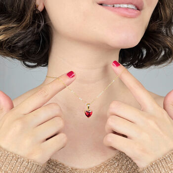 Ruby July Birthstone Love Heart Pendant Necklace, 3 of 4